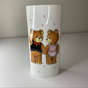 Vintage F.T.D.A Made in Japan 1984 Teddy Bears Holding Hands Vase